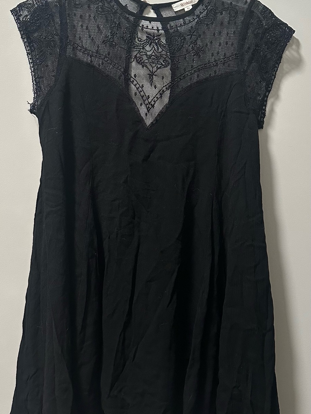 Black Lace Cap-Sleeve Women's Top